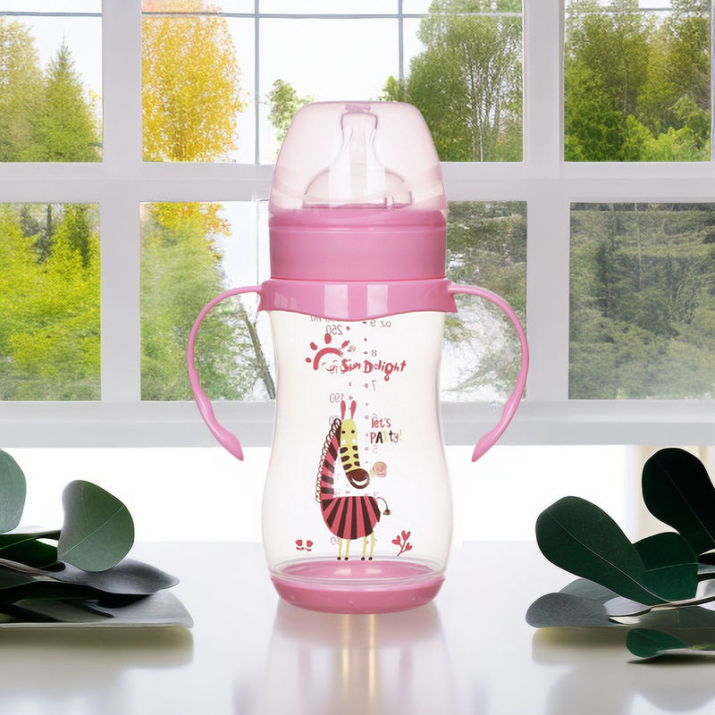 9oz 260ml PP Wide Neck Arc Baby Feeding Bottle Ροζ χρώμα