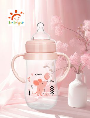 9oz 260ml PP Wide Neck Arc Baby Feeding Bottle Ροζ χρώμα